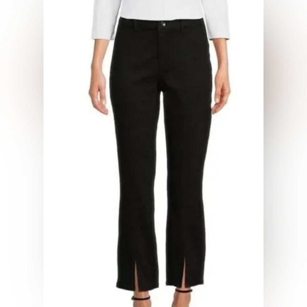 J.McLaughlin Rainey Straight Leg Front Slit Hem Jean: Black: Size- 10